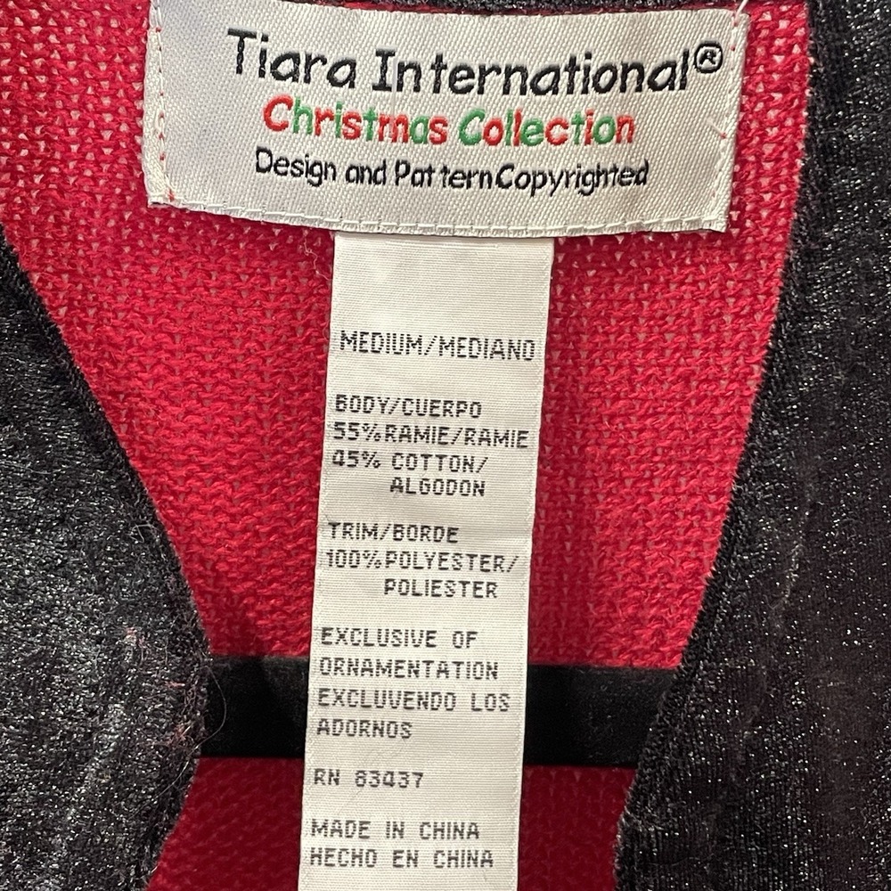Tiara International Womens M Christmas Sweater Red‎ Zip Christmas Collection - Picture 6 of 10